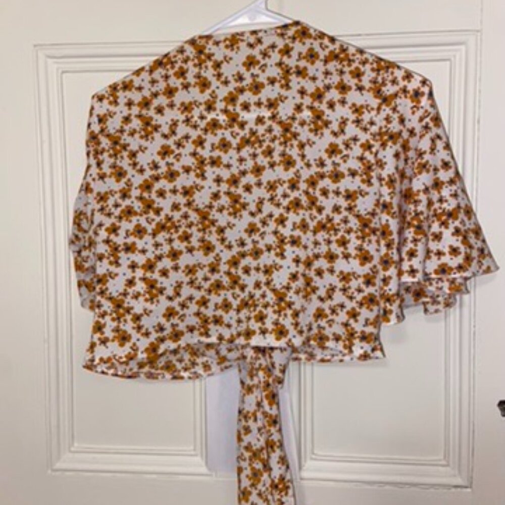 Orange and White Kimono Blouse